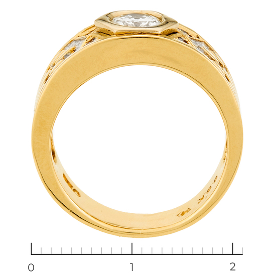 Кольцо из комбинированного золота 750 пробы c 4 фианитами и 1 бриллиантом, Л35047421 за 128450